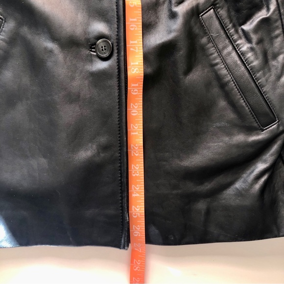 Black Genuine Leather 5 Button Pockets Classic Coat Jacket ColeB Co. - Picture 9 of 9